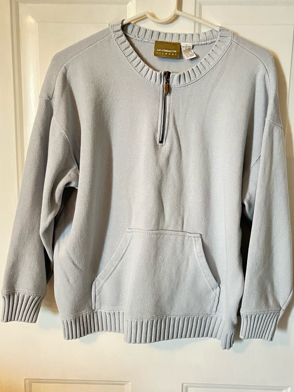Liz Claiborne Men’s Light Gray Half-Zip Pullover Sweatshirt